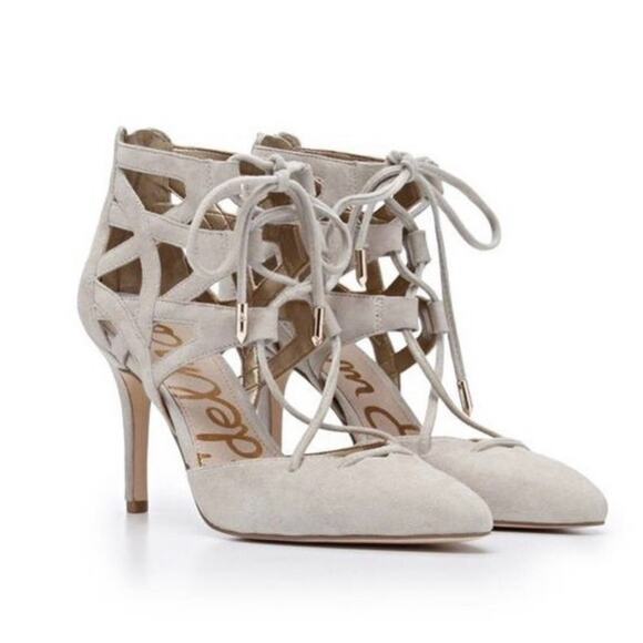 Sam Edelman Zavier Gladiator Pumps Size 9.5M Suede Pointy Toe Lace Up Cage Heels - Picture 1 of 6